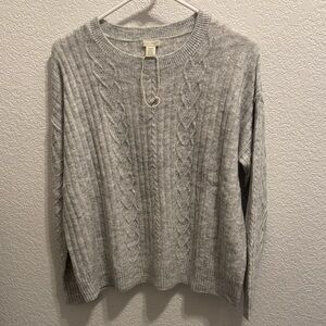 Light Gray Cable Knit Sweater